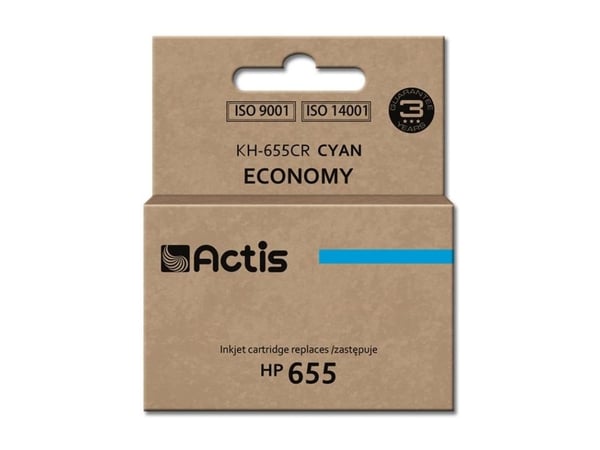 Actis KH-655CR, Standard utskriftsproduksjon, Cyan, Fargestoffbasert blekk, 12 ml, 1 stykker, Enkeltpakke