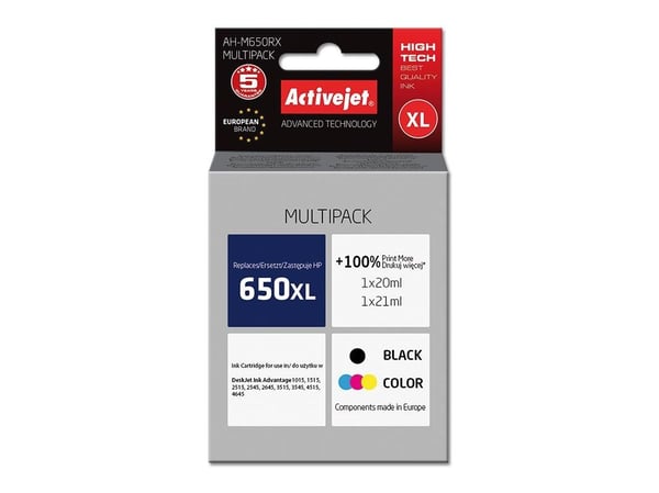 Activejet AH-M650RX, Høyt (XL) utbytte, Svart, Cyan, Fiolblå, Gult, Pigmentbasert blekk, Fargestoffbasert blekk, 20 ml, 21 ml