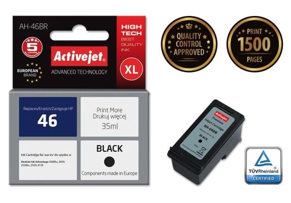 Activejet AH-46BR, Høyt (XL) utbytte, Sort, Pigmentbasert blekk, 35 ml, 1 stykker, Enkeltpakke