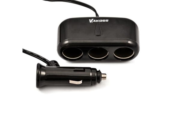 VAKOSS - Bilstrømadapter - 3 A - 3 utgangskontakter (automobile cigarette lighter)