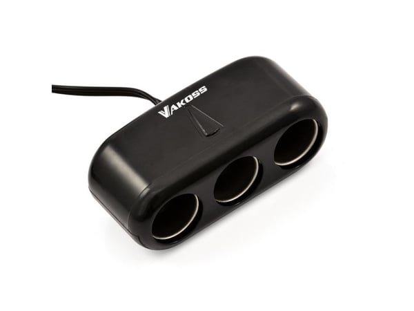 VAKOSS - Bilstrømadapter - 3 A - 3 utgangskontakter (automobile cigarette lighter)