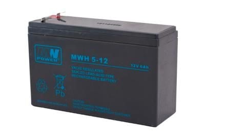MPL MW POWER MWH UPS-batteri 5-12L blysyre VRLA AGM vedlikeholdsfritt 12 V 6 Ah sort