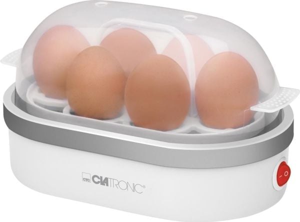 Clatronic HA-EGGBOIL-13, 6 munaa, Harmaa, Valkoinen, 400 W, 230 V, 50 Hz, 137 mm