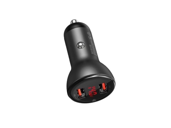 Baseus VCBXA - Bilstrømadapter - 24 watt - 4.8 A - 2 utgangskontakter (USB) - sølv, grå