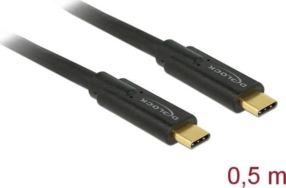 Delock - USB-kabel - USB-C (hann) til USB-C (hann) - USB 3.1 Gen 2 - 5 A - 50 cm - svart