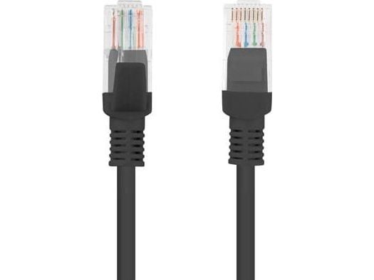 Lanberg - Koblingskabel - RJ-45 (hann) til RJ-45 (hann) - 4.8 mm - UTP - CAT 5/5e - formstøpt, uten hindringer, flertrådet - svart, RAL 9004