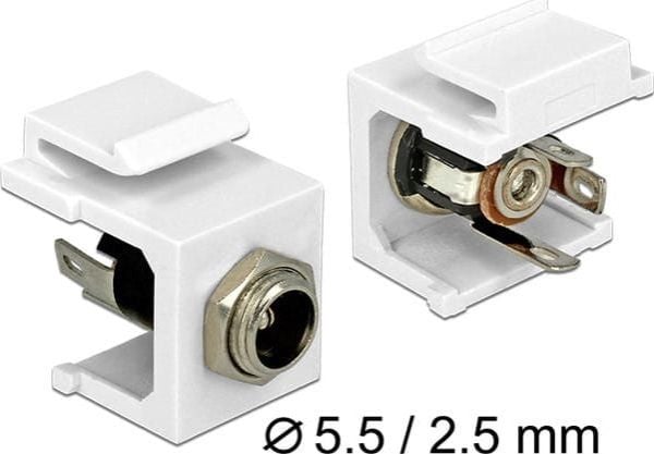 DeLOCK 86373, Metallinen, Valkoinen, DC 5.5 x 2.5 mm, 20,7 mm, 22 mm, 16,3 mm