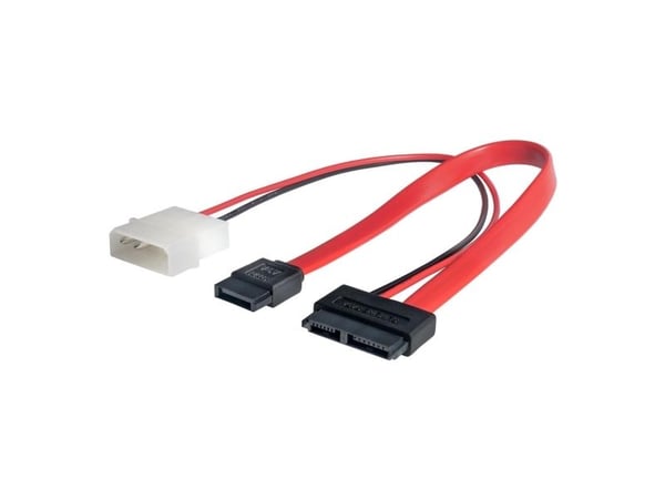 Akyga - SATA-kabel - 4 pin intern effekt, SATA till SATA-kombination (hona) - 20 cm - svart, röd