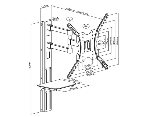 Maclean MC-772, 81,3 cm (32"), 139,7 cm (55"), 100 x 100 mm, 400 x 400 mm, Metalli, Musta