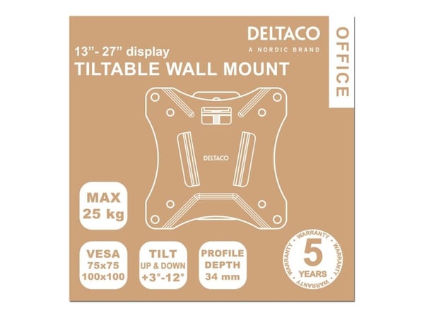 DELTACO Office ARM-0102 - Compact - brakett - Smal - for LCD-TV - svart - skjermstørrelse: 13"-27" - veggmonterbar