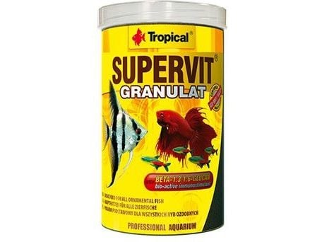 Tropical Supervit Granulat, Akvariumfisk, Torr fiskmat, Pellets, Vitamin A, Vitamin C, Vitamin D3, Vitamin E, 48%, 8%