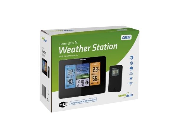 Greenblue 46003, Svart, Inne hygrometer, Inne Termometer, Utendørs Fuktighetsmåler, Utendørs Barometer, Barometer, Hygrometer, Termometer, Baromete...