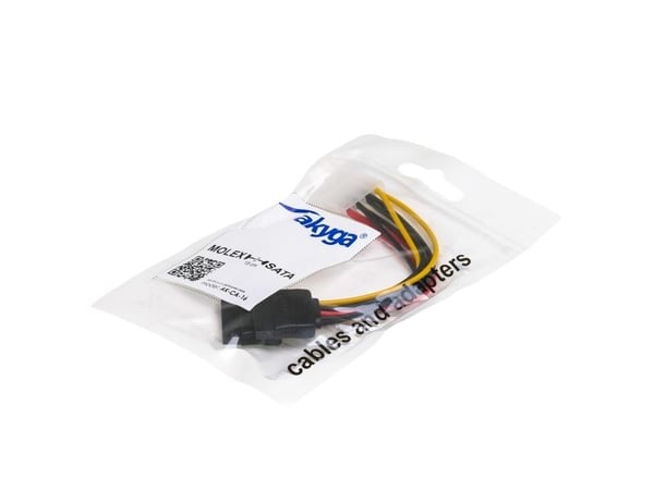 Akyga - Strømforsyningsadapter - 4-PIN intern strøm (hun) til SATA strøm (han) - 15 cm