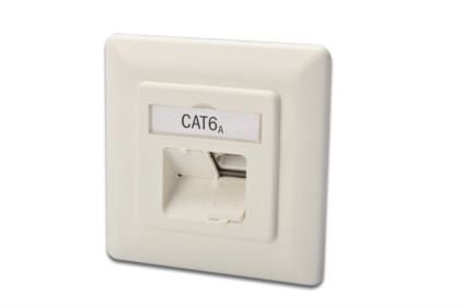 DIGITUS DN-9007-1 - Planforsænket stikdåse - CAT 6a - RJ-45 X 2 - RAL 9010