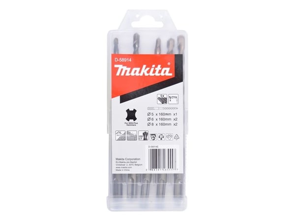 Makita - Borsett - for murverk - 5 deler - 5 mm, 6 mm, 8 mm - SDS-plus - lengde: 160 mm