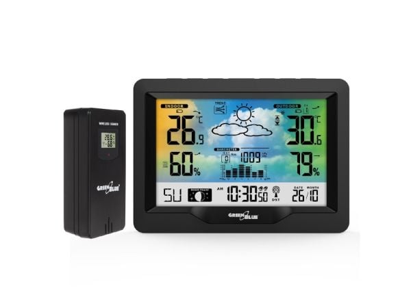 Greenblue 60133, Svart, Inne hygrometer, Inne Termometer, Utendørs Fuktighetsmåler, Utendørs Barometer, Hygrometer, Termometer, Hygrometer, Termome...