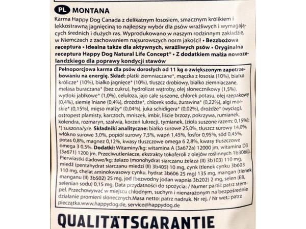 Happy Dog Supreme Sensible - Canada, Voksen, Medium (11 - 25 kg), Lam, Potet, Kanin, Laks, 1 kg, Glutenfri