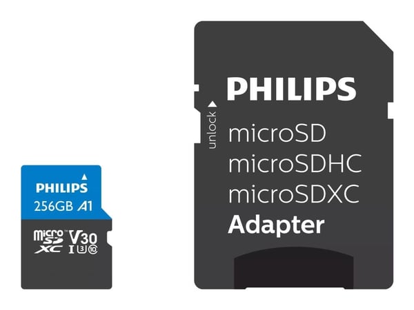Philips Ultra Pro FM25MP65B - Flashminnekort (SD-adapter inkludert) - 256 GB - A1 / Video Class V30 / UHS-I U3 / Class10 - microSDXC