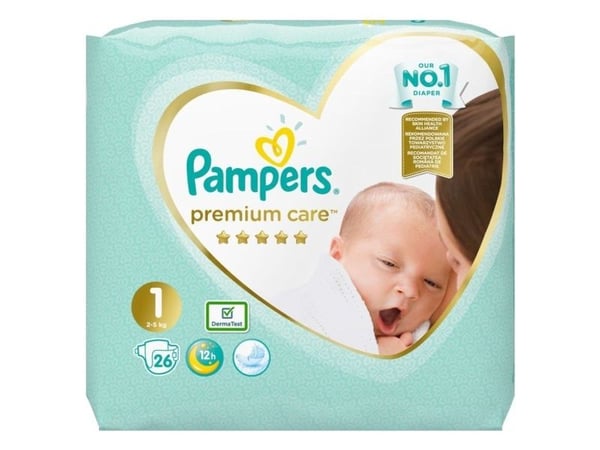 Pampers Premium Care 1 bleier, 2-5 kg, 26 stk.