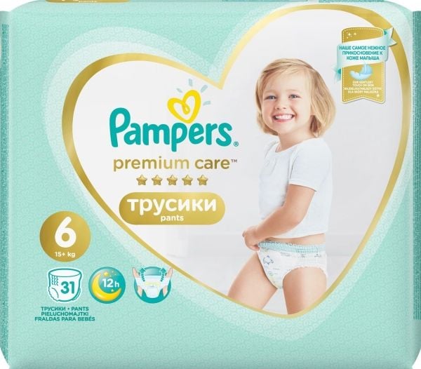 Pampers Bleier Bukser Premium Care 6, 15+ kg, 31 stk.