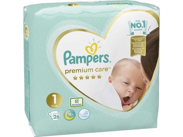 Pampers Premium Care 1 bleier, 2-5 kg, 26 stk.