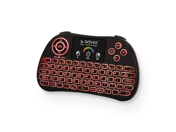 SAVIO KW-03 - Tastatur - med styreplate - bakgrunnsbelyst - trådløs - QWERTY - svart