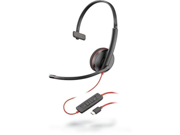 POLY Blackwire C3210, Langallinen, Toimisto/puhelukeskus, 87 g, Kuulokkeet, Musta, Punainen