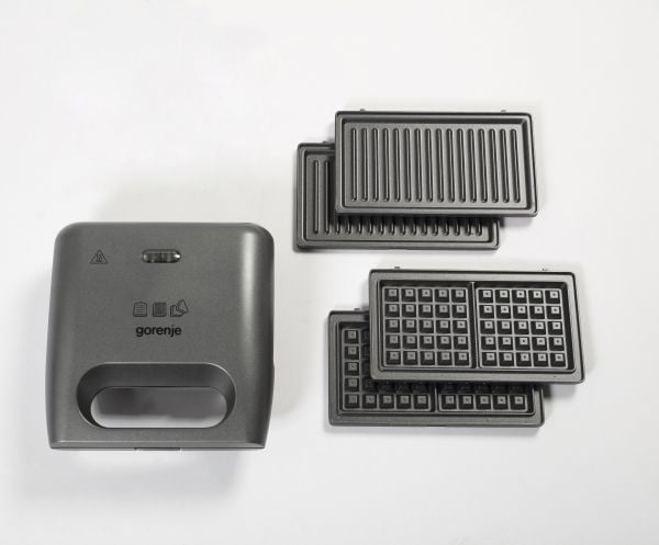 Gorenje Sandwichmaskin SM703GCG 700 W, Antall tallerkener 3, Antall bakverk 2, Grå