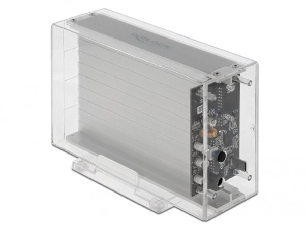 DeLOCK 42624, HDD-/SSD-kotelo, 2.5/3.5", SATA, Hot-swap, USB-liitettävyys, Läpinäkyvä