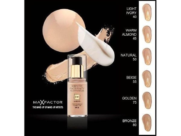 Max Factor Facefinity All Day Flawless 3 in 1, Pumpe flaske, Krem, Gull, Golden, Medium, Universell