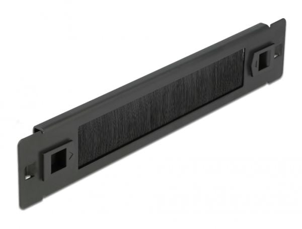 Delock - Panel med rektangulär kabelgenomgång - rackmontering - svart - 1U - 10"