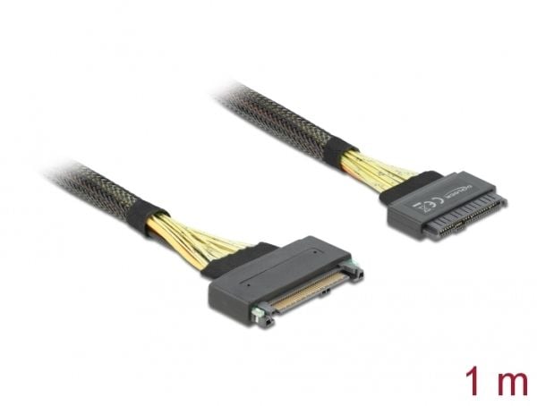 Delock - SAS intern kabel - U.2 (SFF-8639) (hann) til U.2 (SFF-8639) (hunn) - 1 m - svart