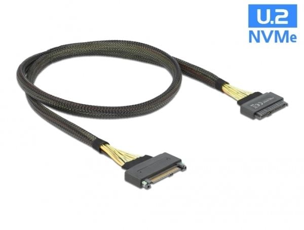 Delock - SAS intern kabel - U.2 (SFF-8639) (hann) til U.2 (SFF-8639) (hunn) - 1 m - svart