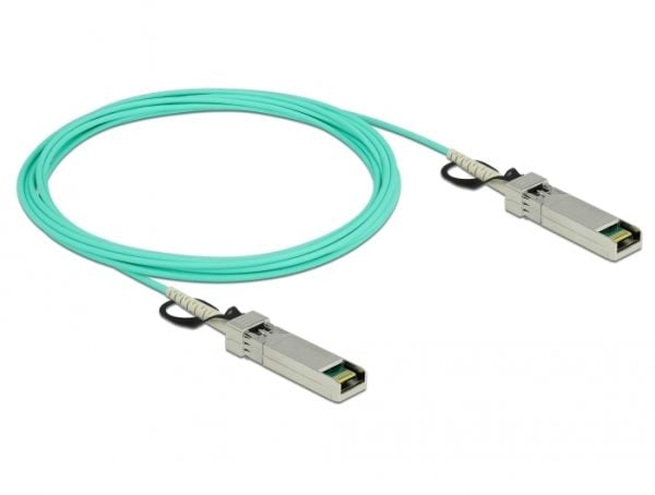 Delock - Nettverkskabel - SFP+ (hann) til SFP+ (hann) - 5 m - 3 mm - fiberoptisk - SFF-8431/SFF-8432 - Active Optical Cable (AOC) - akvamarin