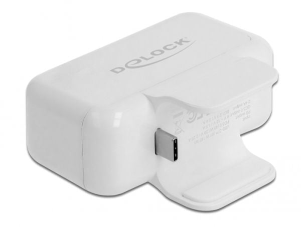 Delock Adapter for Apple power supply with PD and QC 3.0 - Strømadapter - 2.4 A - PD 3.0, QC 3.0 - 4 utgangskontakter (USB, 2 x USB, USB-C) - hvit