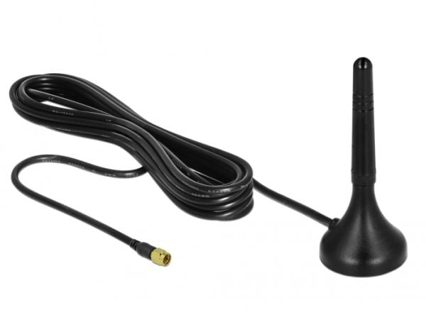 Delock - Antenne - Smart Home - 1 - 2 dBi - rundtstrålende - innendørs / utendørs, magnetmonterbar - svart
