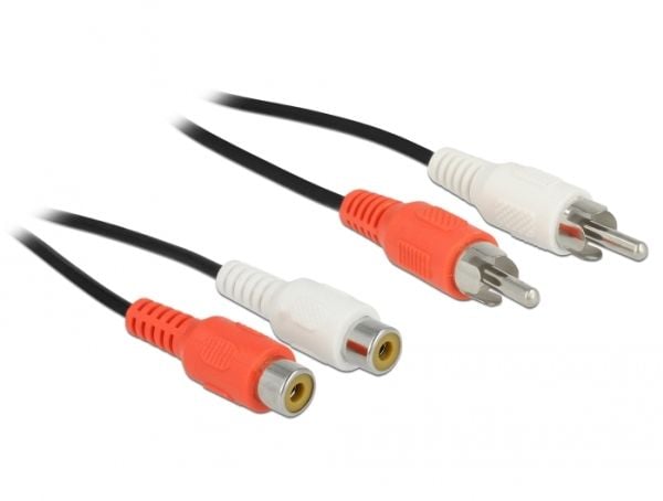 Delock - Lydforlengelseskabel - RCA hann til RCA hunn - 5 m - svart