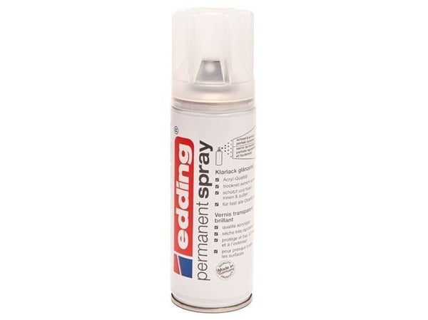Edding permanent spray, fargeløs, sprayboks, hvit, glans, metall, tre, 200 ml