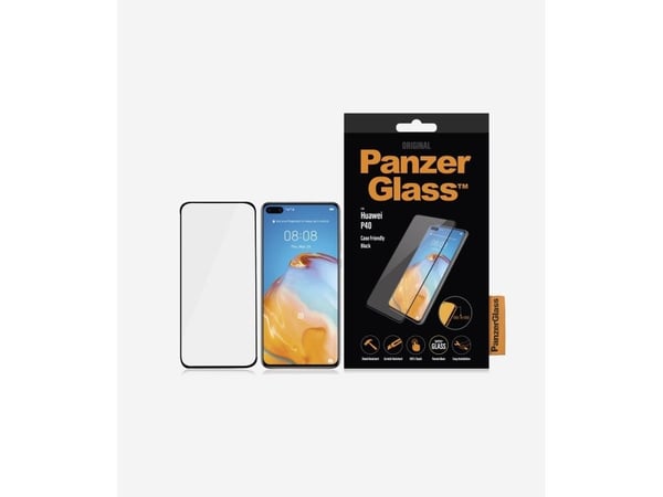 PanzerGlass Original - Skjermbeskyttelse for mobiltelefon - glass - rammefarge svart - for Huawei P40