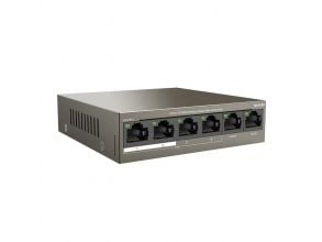 Tenda TEF1106P-4-63W - Switch - ikke-styrt - 4 x 10/100 (PoE+) + 2 x 10/100 (opplink) - stasjonær - PoE+ (63 W)