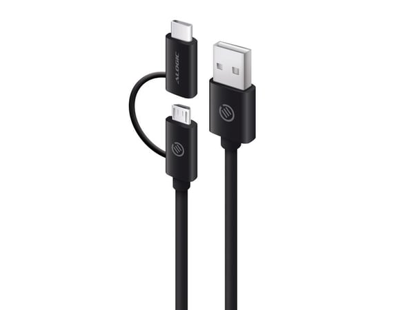 ALOGIC - USB-kaapeli - USB (han) til Micro-USB Type B, USB-C (han) - USB 2.0 - 1 m - lajitellaan - lajittelu