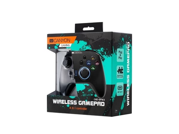 Canyon Gaming GP-W3 - Håndkonsoll - 16 knapper - trådløs - svart - for PC, Sony PlayStation 3, Nintendo Switch, Android