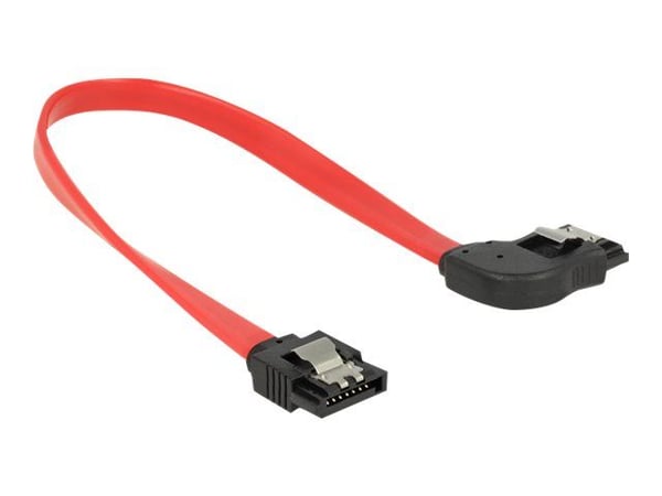 Delock - SATA-kabel - SATA (hann) til SATA (hann) - 20 cm - låst, rettvinklet kontakt - rød