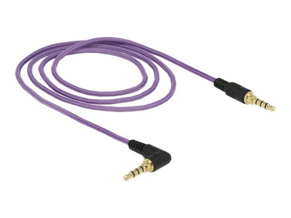 Delock - Lydkabel - 4-polsminijakk hann til 4-polsminijakk hann vinklet - 1 m - fiolett