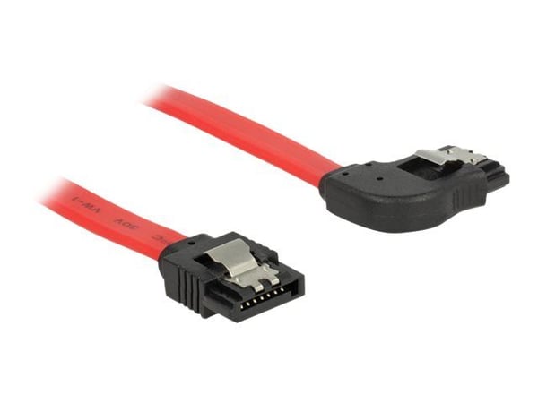 Delock - SATA-kabel - Serial ATA 150/300/600 - SATA (hunn) til SATA (hunn) - 70 cm - låst, rettvinklet kontakt - rød