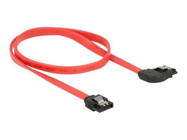 Delock - SATA-kabel - Serial ATA 150/300/600 - SATA (hunn) til SATA (hunn) - 50 cm - låst, rettvinklet kontakt - rød