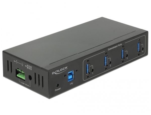Delock External Industry Hub 4 x USB 3.0 Type-A with 15 kV ESD protection - Hub - 4 x SuperSpeed USB 3.0 - veggmonterbar - DC-strøm