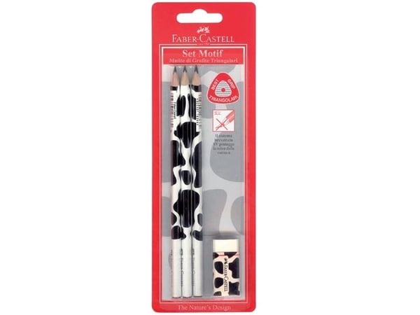 Faber-Castell 48747, Sort, Hvit, Triangulær, Blister, 3 stykker