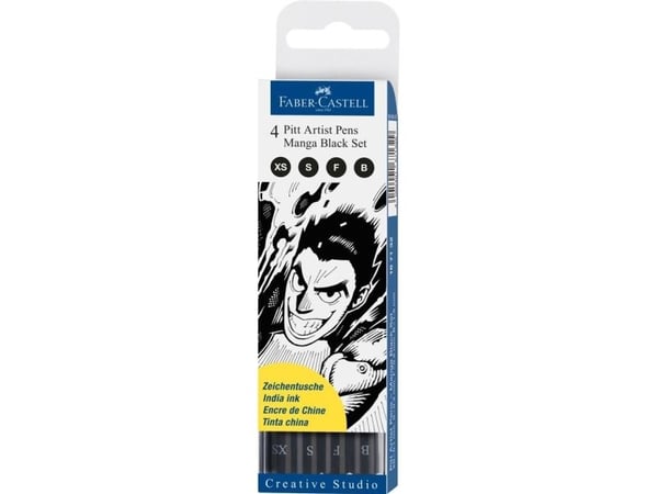 Faber-Castell 167132, Svart, Svart, Pigmentbasert blekk, 4 stykker
