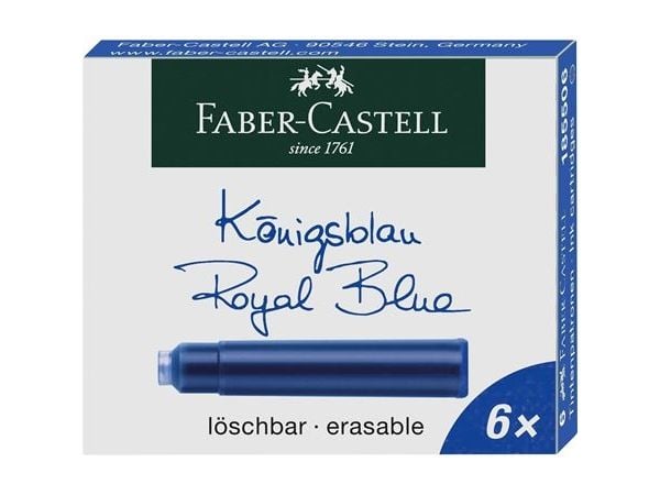 Faber-Castell - Blekkpatron - ikke-permanent - kongelig blått (en pakke 6)